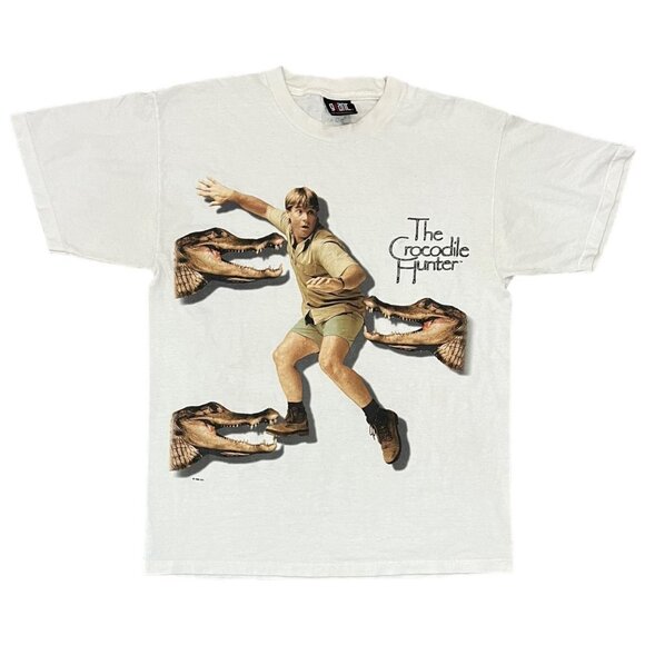 Vintage 1999 The Crocodile Hunter Steve Irwin White Graphic T-shirt - Picture 1 of 4